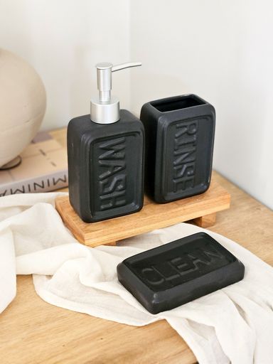 [AAE817] SET DE BAÑO X3 CERAMICA WASH NEGRO
