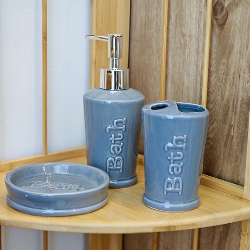 [AAD812.1] SET DE BAÑO X3 PIEZAS CERAMICA GRIS