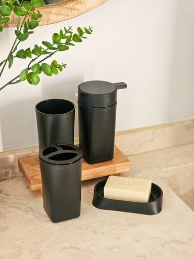 [AAE782] SET X 4 BAÑO NEGRO PLASTICO