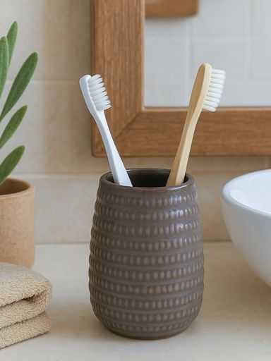 [AAF487] VASO PORTA CEPILLO CERAMICA BEIGE