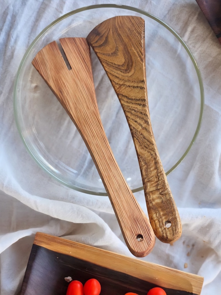 [AAF257] CUCHARA Y TENEDOR DE MADERA 21X5 CM