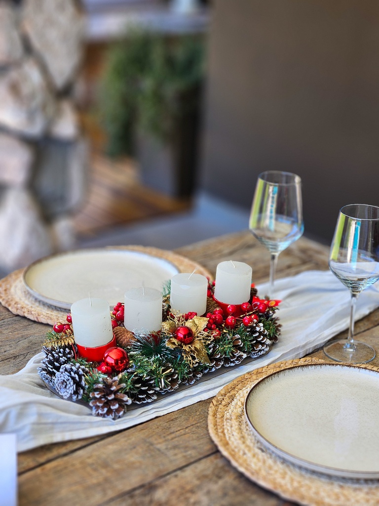 [AAH416] Centro De Mesa Navideño Con 4 Portavelas