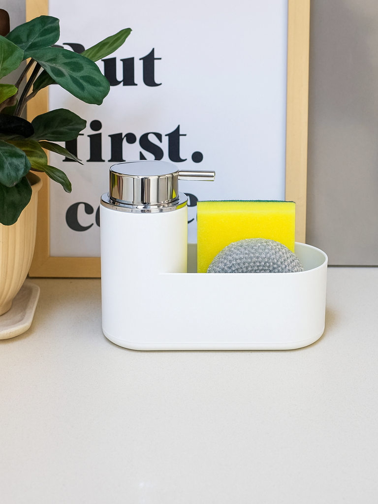 [AAF470] DISPENSER COCINA BLANCO CON ESPONJA Y VIRULANA